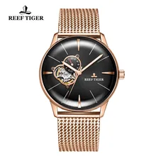 Reef Tiger RT Top Brand Luxury Watch for Men Sapphire Crystral Tourbillon Watch Rose Gold Automatic