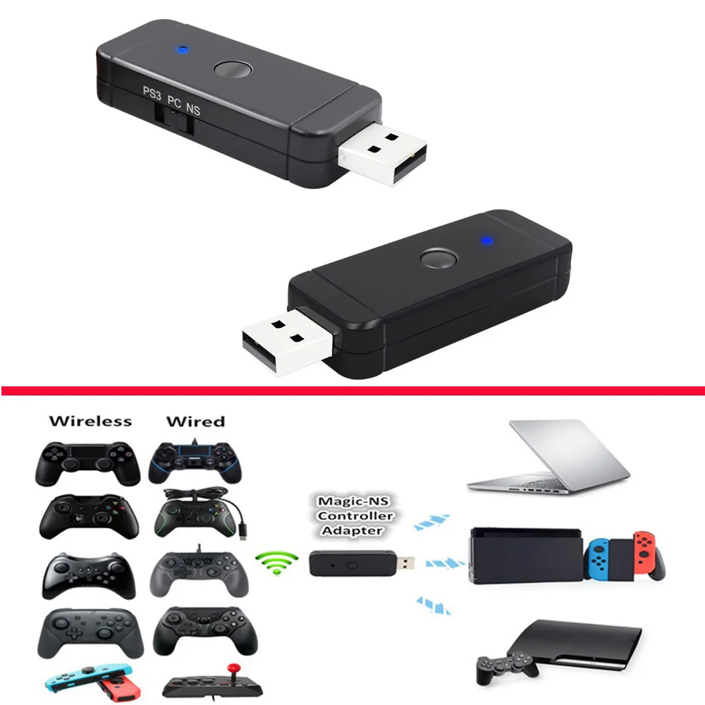 Wireless Controller Adapter for NS Switch Fighting Stick Adapter for PS4 PS3 PC for Xbox One S 360 Controller -1