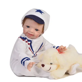 

Reborn baby boy dolls 55cm Silicone Reborn baby Dolls toys for child birthday Gift bebe doll reborn menino with puppy plush