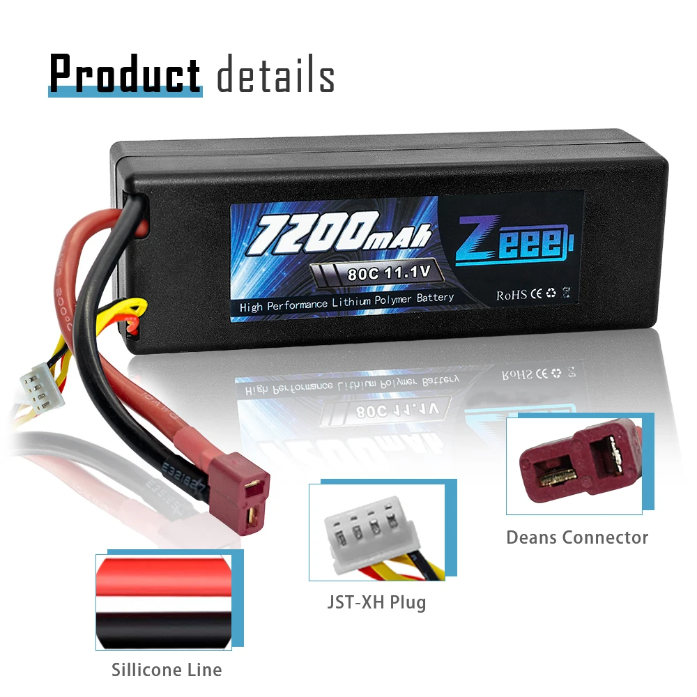 Zeee 11,1 V 7200mAh 3S RC Батарея Зарядное устройство 80C провод с силикатной гелевой Батарея с деканов штекер для RC Автомобиль Грузовик Лодка радиоуправляемая автомодель трагги FPV Самолет багги