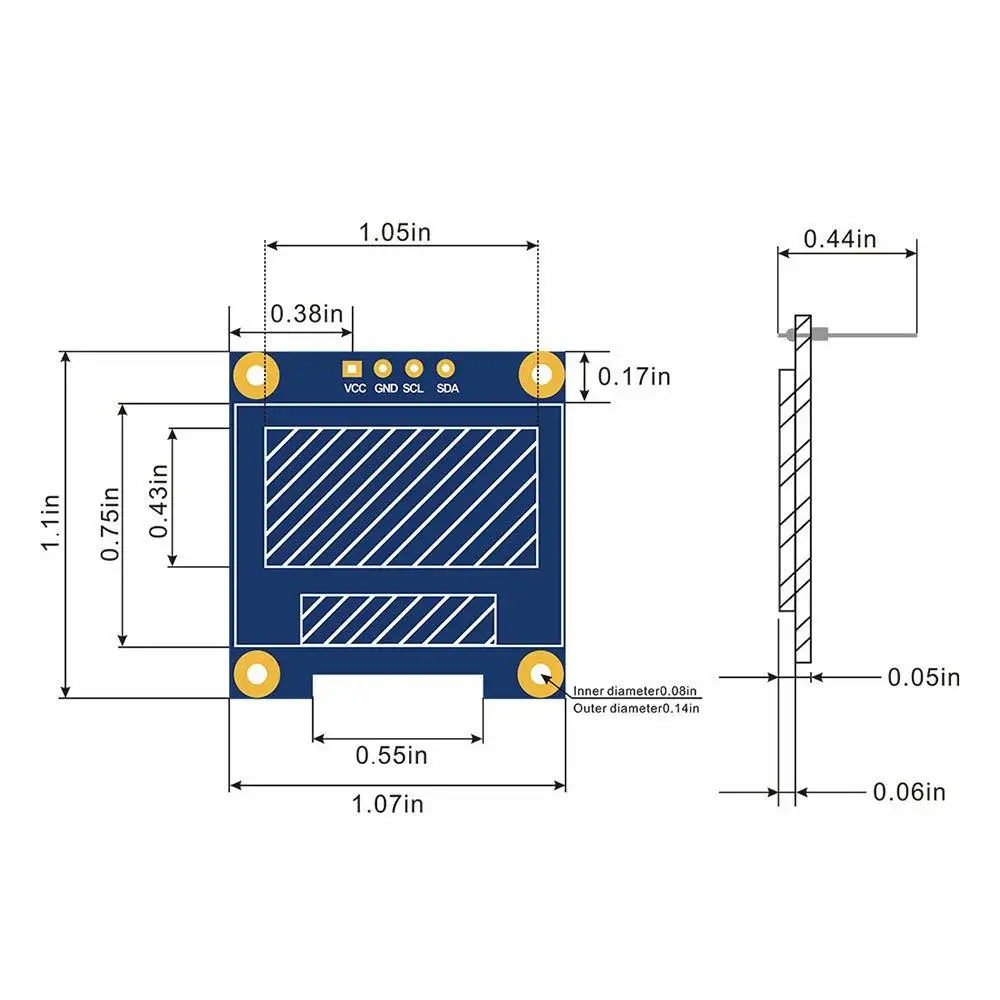 0,9" дюймовый igc IIC Серийный 12864 128X64 O светодиодный Желтый Синий ЖК-дисплей светодиодный модуль для Arduino Raspberry PI