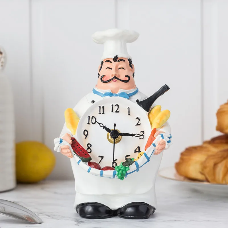  Modern Home Living Room Personality Creative Desk Chef Clock Bedroom Desktop Desktop Silent Clock M - 4000017948300