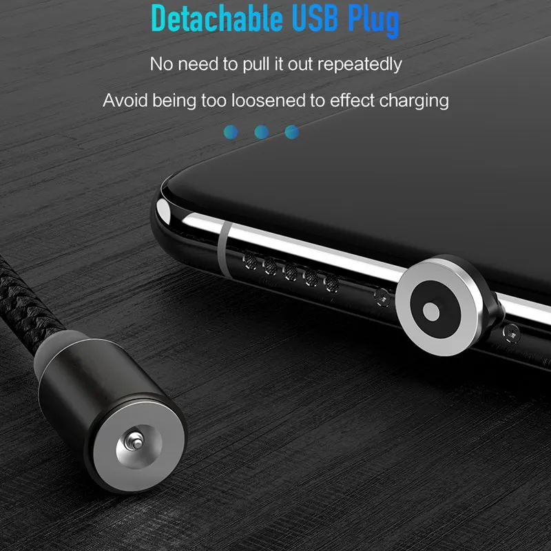 Зарядный кабель магнитный Светодиодный Шнур для iPhone Micro USB Type C Samsung Galaxy A30 A50 A70 Huawei