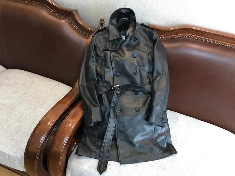 Sale So tender!Only 37 pieces!Exported to Japan!Italy without coating lamb skin leather leather male long windbreaker 12