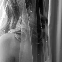 Горячая Распродажа, 1 ярус, Королевский кристалл, жемчуг, свадебная фата с жемчугом, слоновая кость, EE801