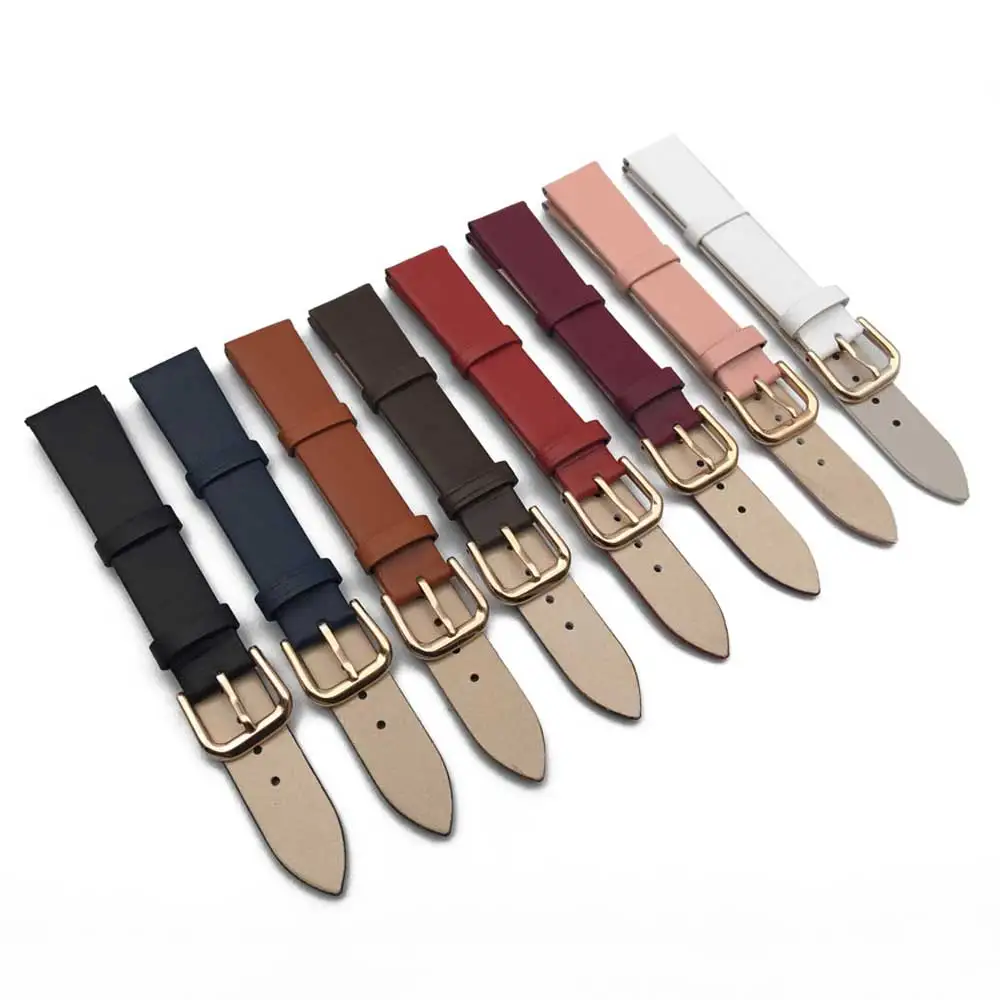 New watch accessories Rose gold button leather watchband 20mm 16mm