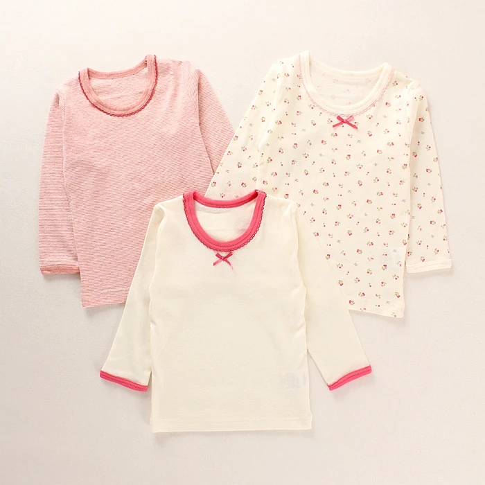 

export to Japan thin cotton T-shirt long sleeve shirt girl children underwear coat Pajamas pink jacket backing autumn spring