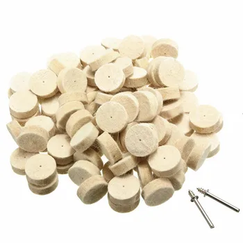 

100pcs Wool Felt Polishing Buffing Round Wheel Tool + 2 Shank For Dremel Rotary