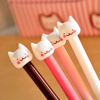 

12 pcs/lot Cute Cartoon Cats Gel Pen Plastic Kawaii Korean Stationery for Kids School Supplies Creative Gift Free shipping 241