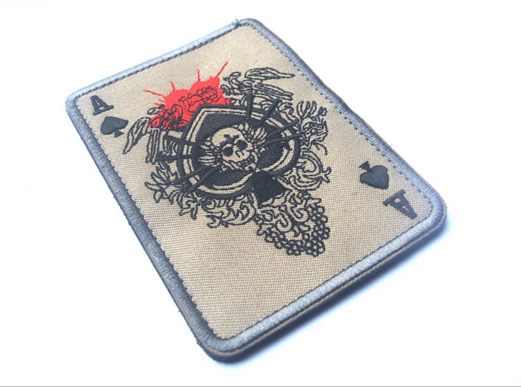 Кавалерист Ace of Spades Tarot Death Card прямоугольная вышитая тактическая нашивка боевой дух армии adhensible для железа на и палку на