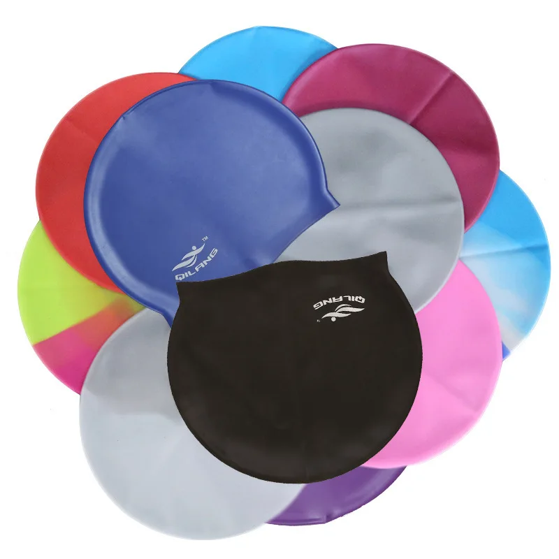 

2019 Silicone Waterproof Swimming Caps Protect Ears Long Hair Sports Swim Pool Hat Swimming Cap Free size for Men & Women Adults