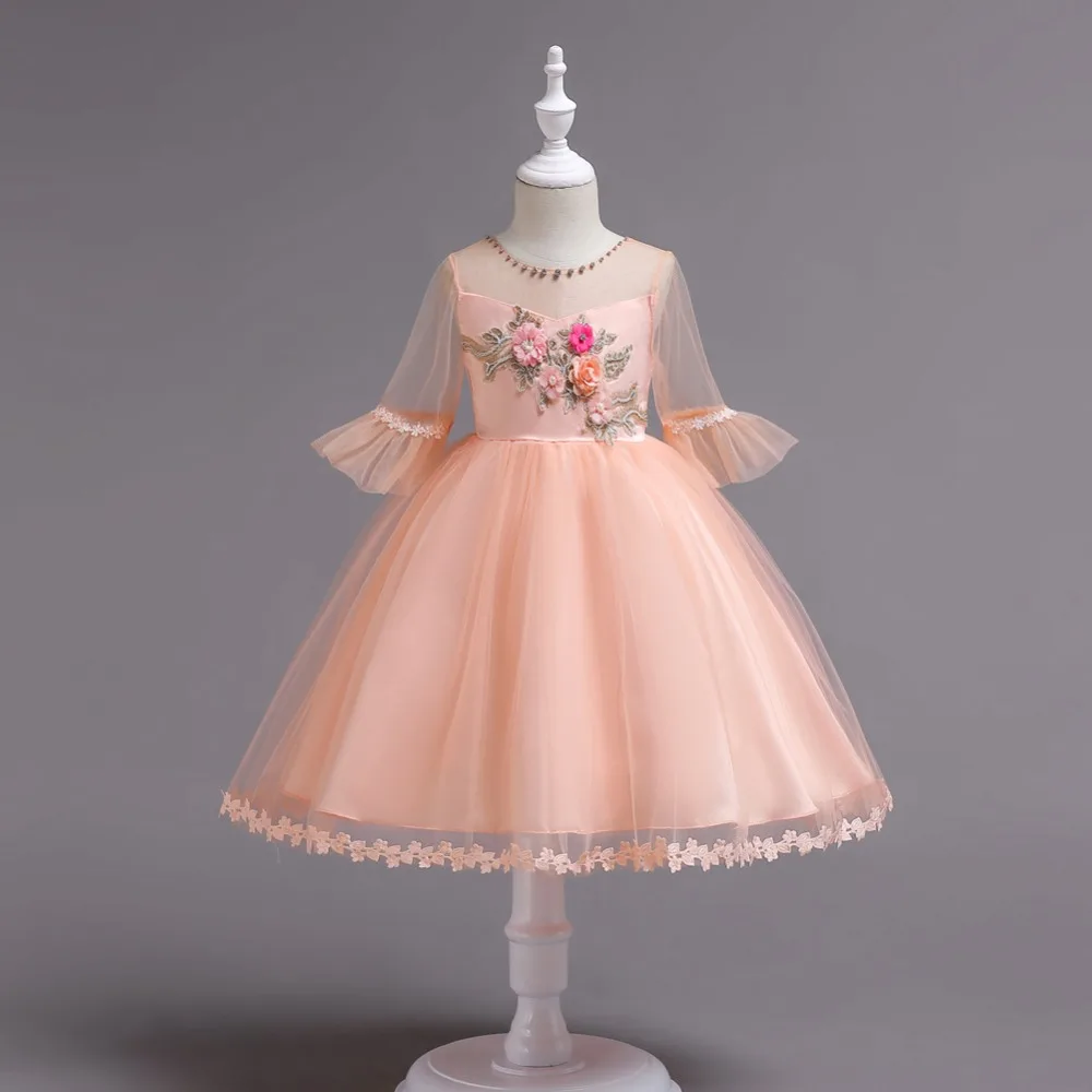 

2-14Yrs Flower Girls Dress Teenagers Girls Lace Wedding Party Dress elegant Princess Pageant Formal Dress Baby Girls Clothes