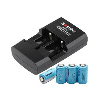 

4pcs Soshine 3.2V 300mAh CR2 Lithium Battery CR2 LiFePO4 Rechargeable Battery