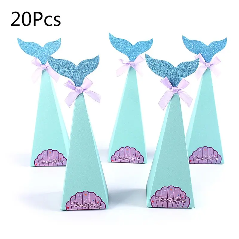 

20Pcs/Set Fish Mermaid FishShell Sticker Bowknot Candy Box Birthday Party Gift Decorative Packaging Supply