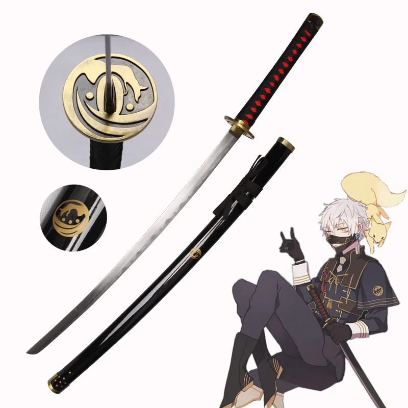 

Free Shipping For Touken Ranbu Online Game Nakigitsune Sword With Black Scabbard rayskin Carbon Steel Blade Katana Cosplay Prop