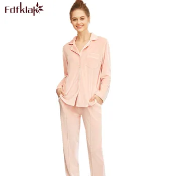 

Fdfklak pyjama femme high quality gold velvet pajamas for women warm autumn winter pajama set ladies sleepwear pijama mujer