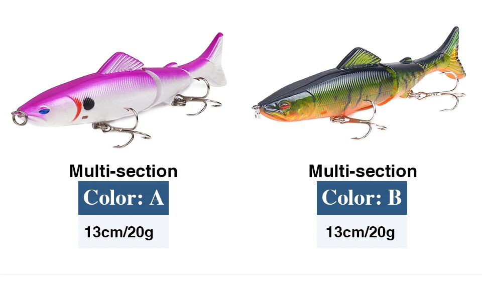 Popper Fishing Lure 13cm 20g Multi Jointed Sections Crankbait Artificial Hard Bait Bass Trolling Pike Carp Minnow Fishing Tools