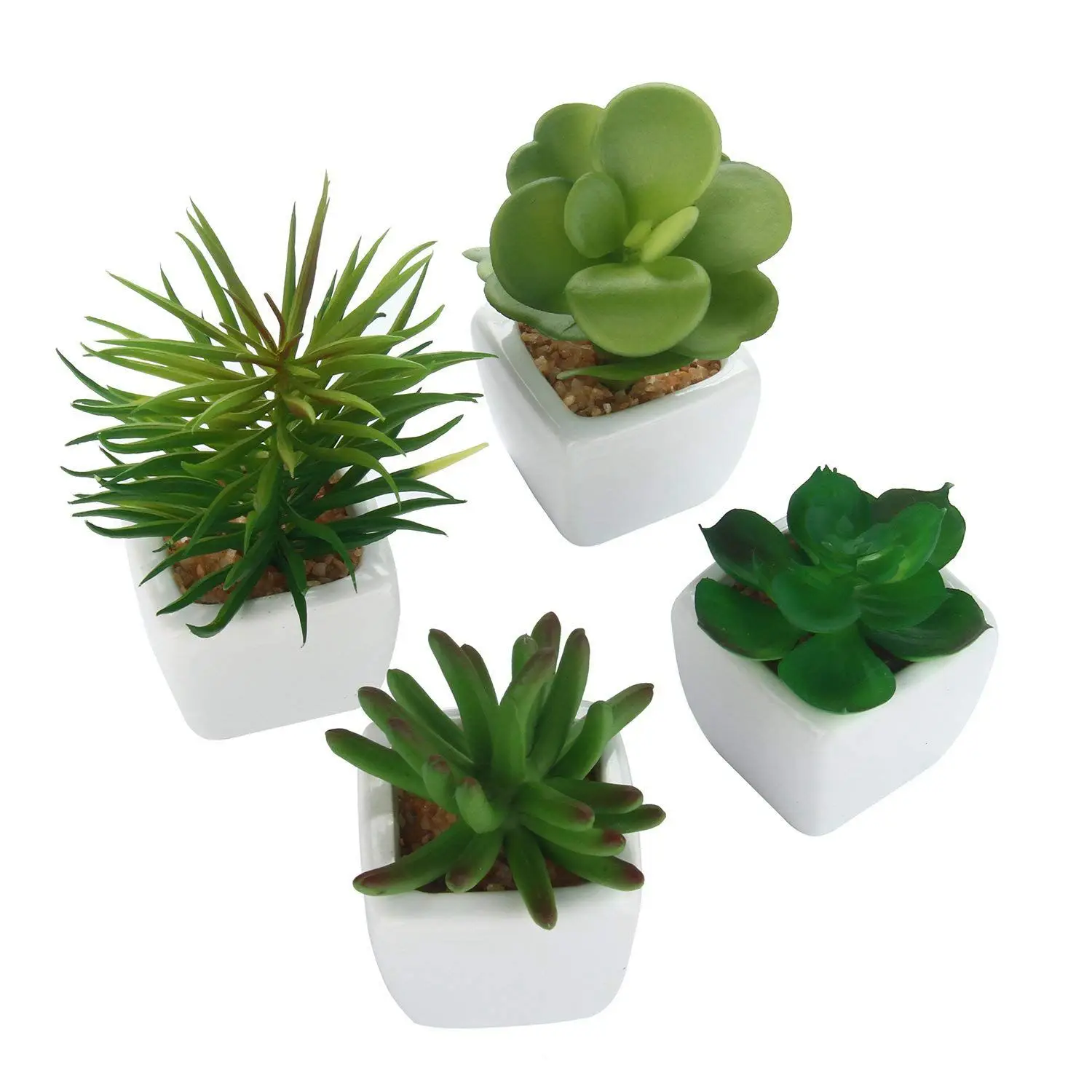 Set of 4 Modern Potted Artificial Succulent Plants Small