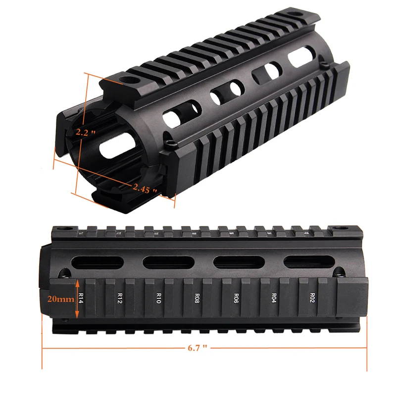 AR15M16 Rifle Quad Rail Handguard 6.7 Inches Fit Picatinny Weaver for Hunting Airsoft RL1-0020-09