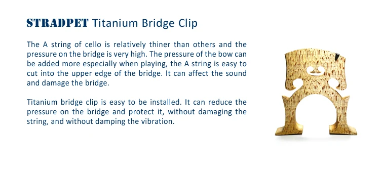 Патент, STRADPET титановый мост зажим для виолончели, 4 шт. в одной посылка, аксессуары для виолончели. Зажим только без моста