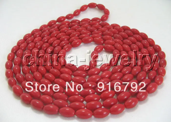 

free shipping >>>>>Gorgeous 86" 11x7mm natural red coral necklace