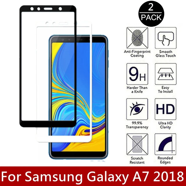 

2Pcs Full Cover Tempered Glass For Samsung Galaxy A7 2018 9H Anti Scratch Safety Screen Protector Glass For A750 A750F