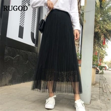 RUGOD сетка выдалбливают для женщин юбка высокая талия по щиколотку кружево край Винтаж сладкий корейский стиль modis Весна для женщин falda