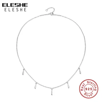 

ELESHE Classic 925 Sterling Silver Tassel Choker Necklace with Adjustable Link Chain Necklace Pendant for Women Christmas Gift