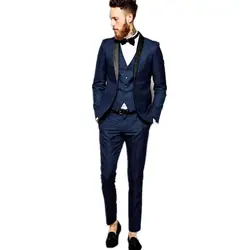 2018 индивидуальный заказ Модные мужские костюмы синий Slim Fit terno Жених Формальные Свадебные костюмы для мужчин смокинги terno masculino мужской