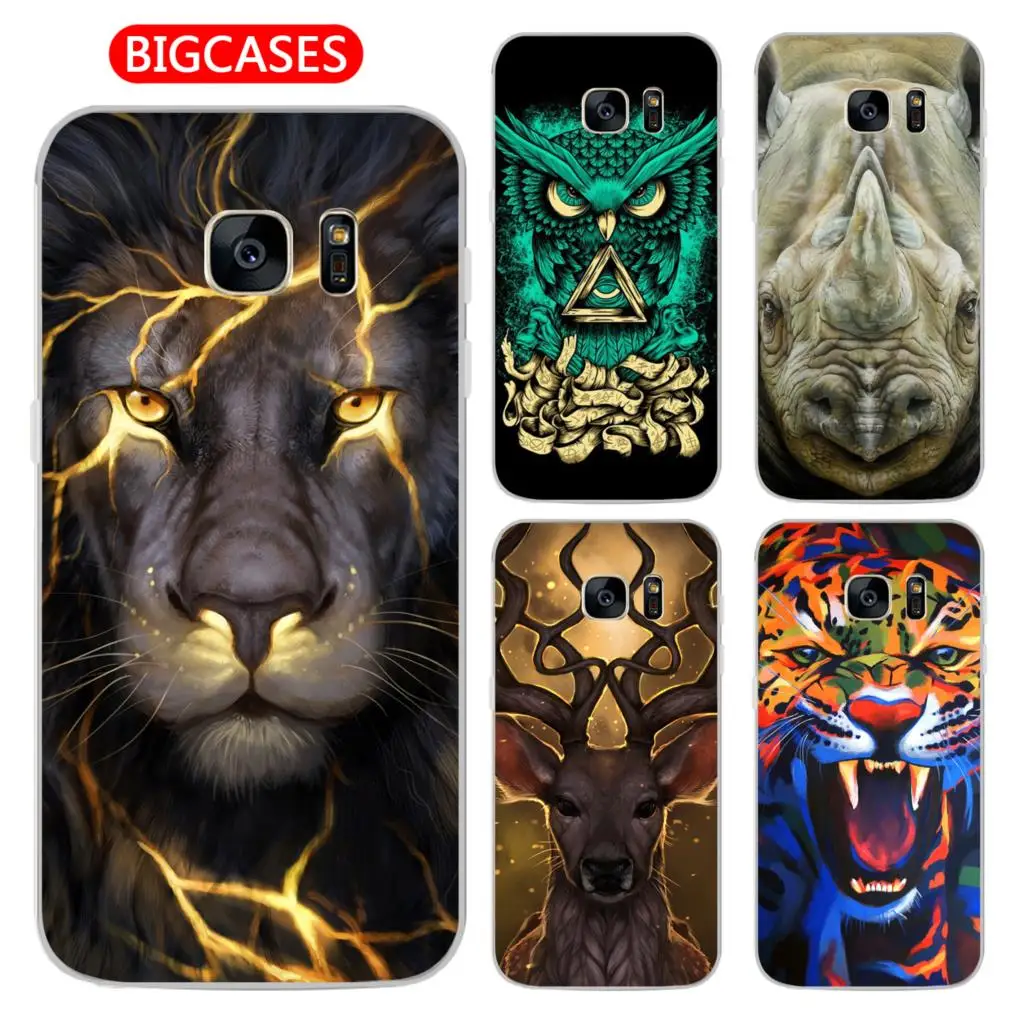 

For Samsung Galaxy S7 Case Cover 5.1" Soft TPU Silicone Cool Lion Tiger Panther Wolf Deer Shark Owl Gorilla Painted Phone Case