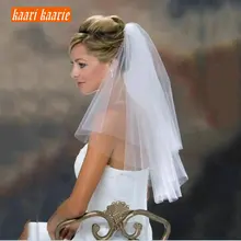 Мода Новое поступление женские белые вуали из тюля Свадебные аксессуары Дешевые двухслойные сексуальные женские свадебные вуали цвета слоновой кости с расческой