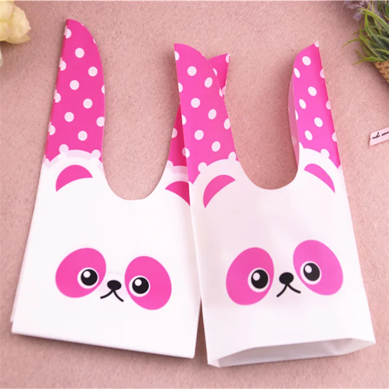 Bolsita de Orejas de conejo para fiesta de Pokemon, Bolsa de Regalo para panadería, bolsas de plástico, 10x17cm, venta al por mayor, 50 unids/lote