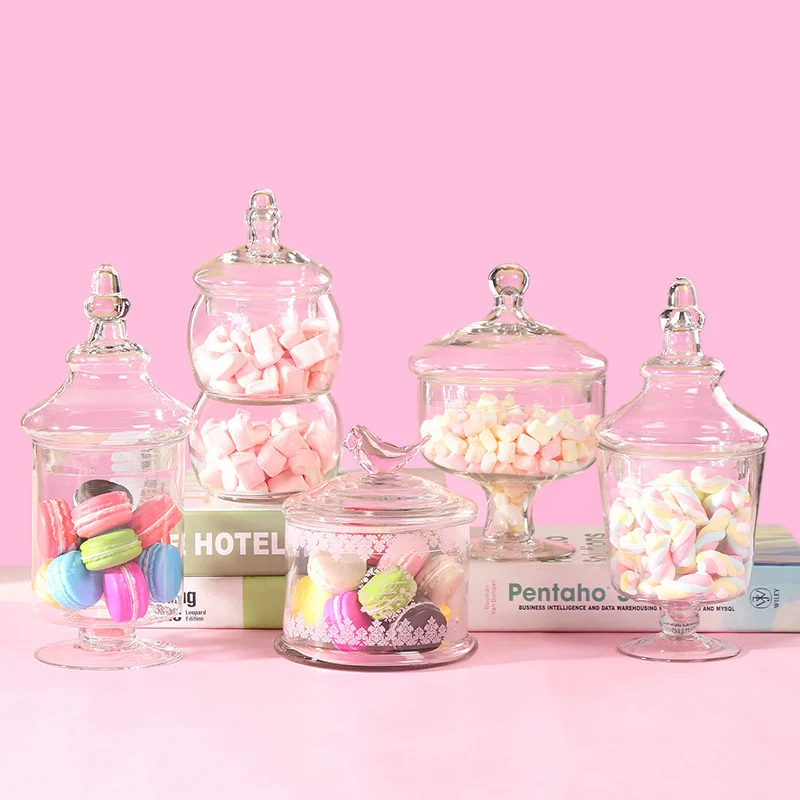 European Glass Candy Jar Storage Bottle With Lid Creative Living Room
