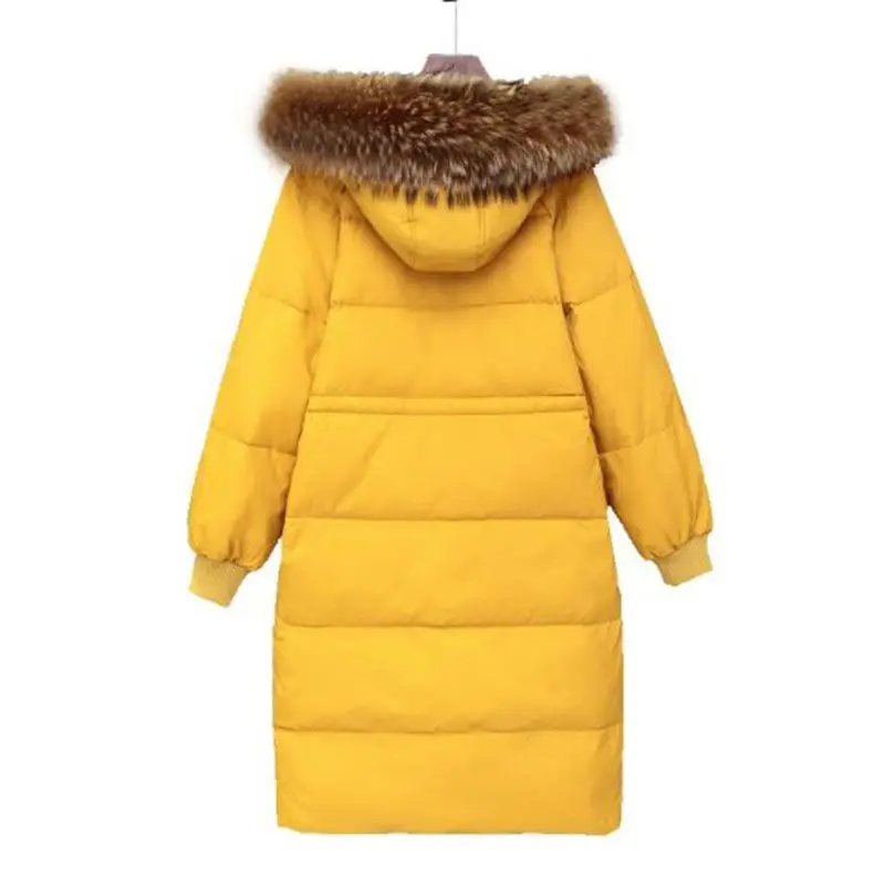 Модный бренд настоящий утиный пух теплые толстые парки пальто женское зимнее меховой воротник с капюшоном размера плюс толстый пуховик куртка