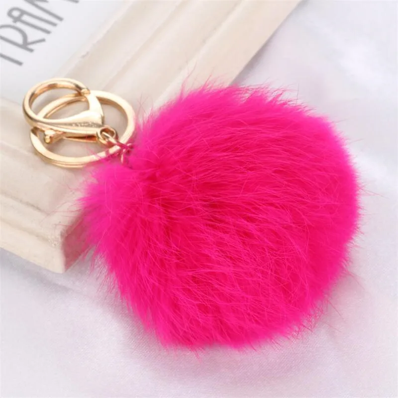 

Fashion Rabbit Chain / Fur Ball Cell Phone Car Keychain / Handbag Charm Key Chains Gold-color Ring Pom Poms Hair Bulb + Pendant