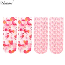 Unikiwi Для женщин Прекрасный Карамельный цвет розовый Фламинго печати Носки для девочек. милые дамы девушка тонкие бархатные носки до лодыжки мультфильм птица Сокс Hosen