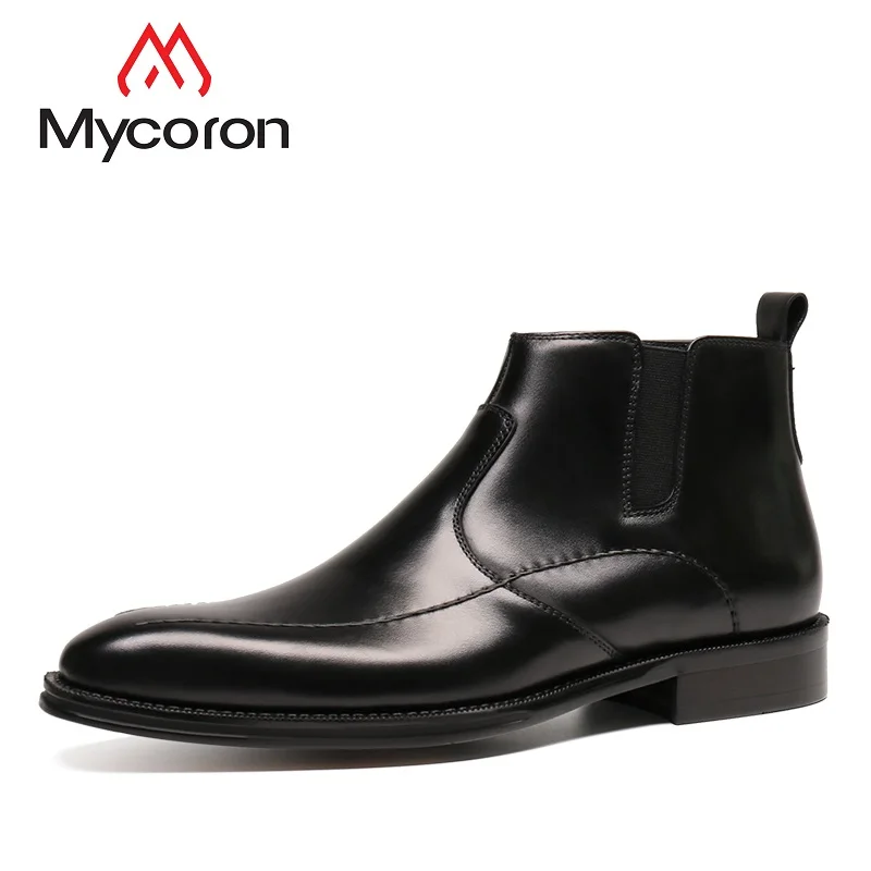 

MYCOLEN New Arrivals Men Boots Genuine Leather Men Boots Slip On Winter Leather Ankle Boots Leisure Man Boots Botas Masculino