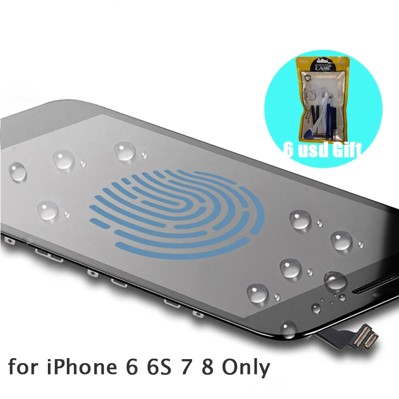 [6 USD подарок] для iPhone 6 6S 7 8 ЖК дисплей на экран Замена с LCDS дигитайзер сборка черный