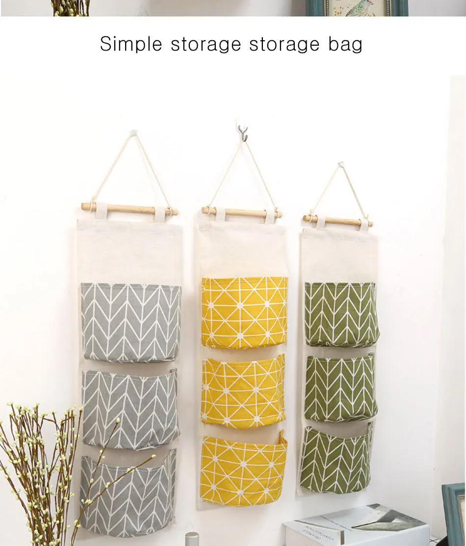 Cute Wall Sundry Cotton Line Hanging Organizer Bag Multi-layer Holder Makeup Rack Jewelry Storage Box Basket Home Decoration (7)