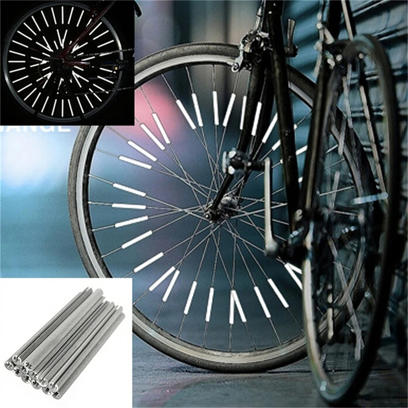 12pcs Reflective Mount Clip Tube Warning Strip Bicycle bike Wheel Spoke
