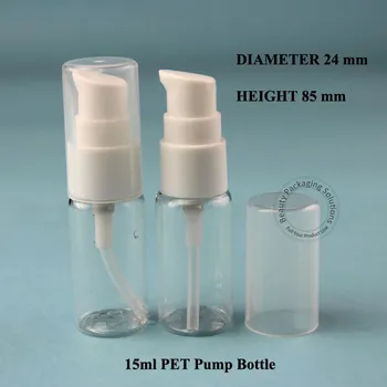 

wholesale 50pcs15ml D24*H85mm PET Facial Cream Pump Spray Bottle Lotion Emulsion Plastic Bottle Container Packaging White Cap