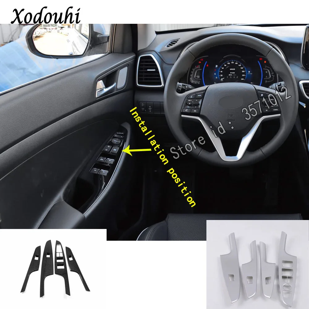 

High Quality For Hyundai Tucson 2019 2020 car handrail armrest door window glass switch panel trim stick frame molding 4pcs