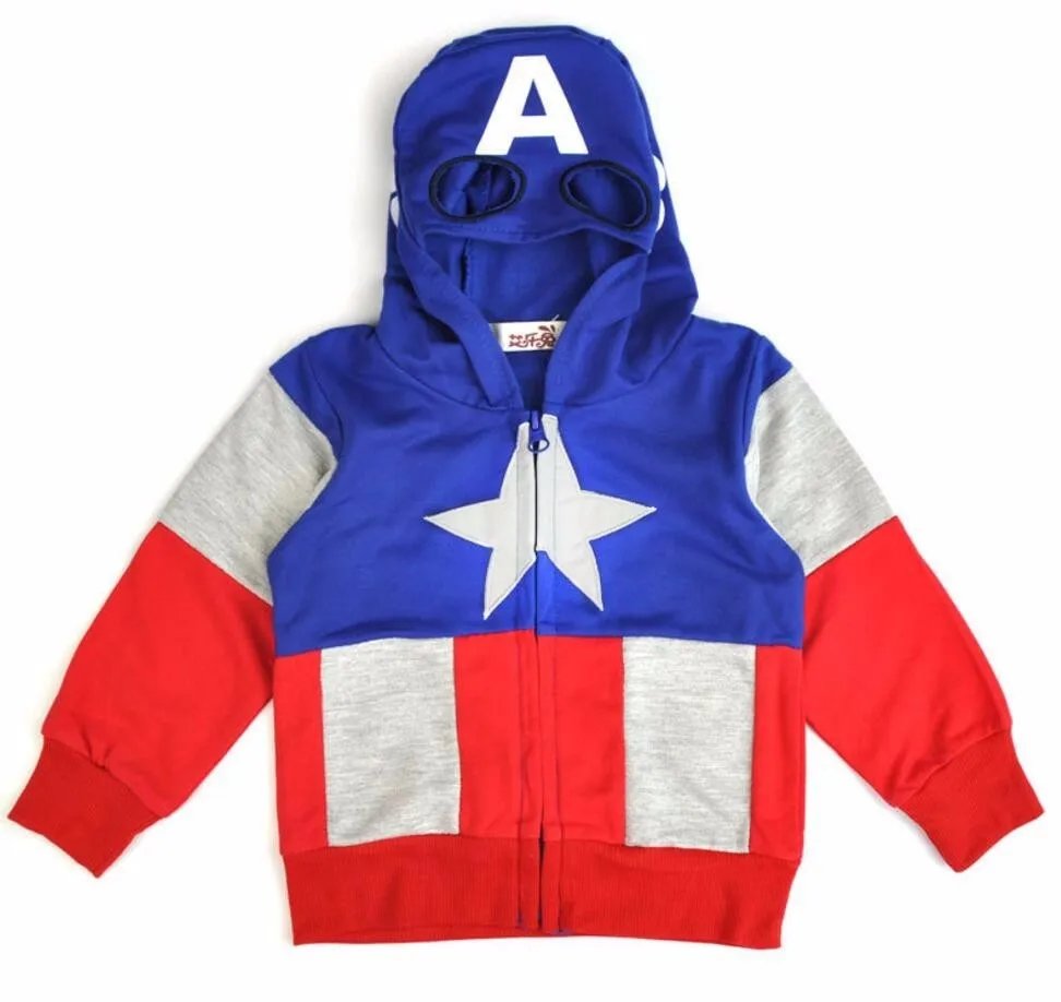 Год модный детский комплект в стиле аниме спортивный костюм для маленьких мальчиков свитер с капюшоном с изображением «Капитан Америка» и штаны одежда для мальчиков