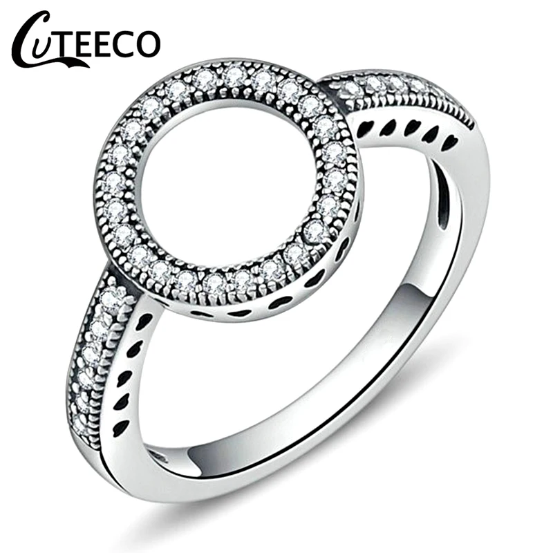 CUTEECO розовое золото серебро Циркон Обручальное кольцо кристалл обручальные кольца для женщин модные ювелирные изделия подарок Anillos Mujer