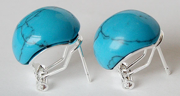 

hot sell new - Lady's generous Natural Turquoise 925 silver Inlay Stud Earrings