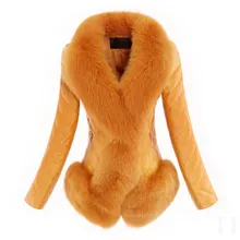 Пуховик из натуральной кожи, Женское зимнее пальто, высококачественное Модное теплое пальто с меховым воротником и белым утиным пухом BN1127