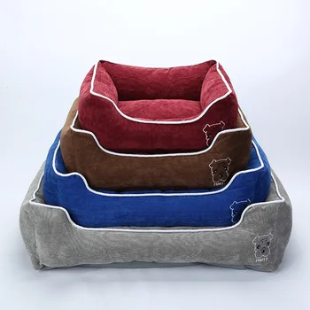 

High Quality Short Plush Corduroy Dog Bed Soft Comfortable All Seasons Dogs House Moisture Proof Bottom Kennel Pet Warm Bed