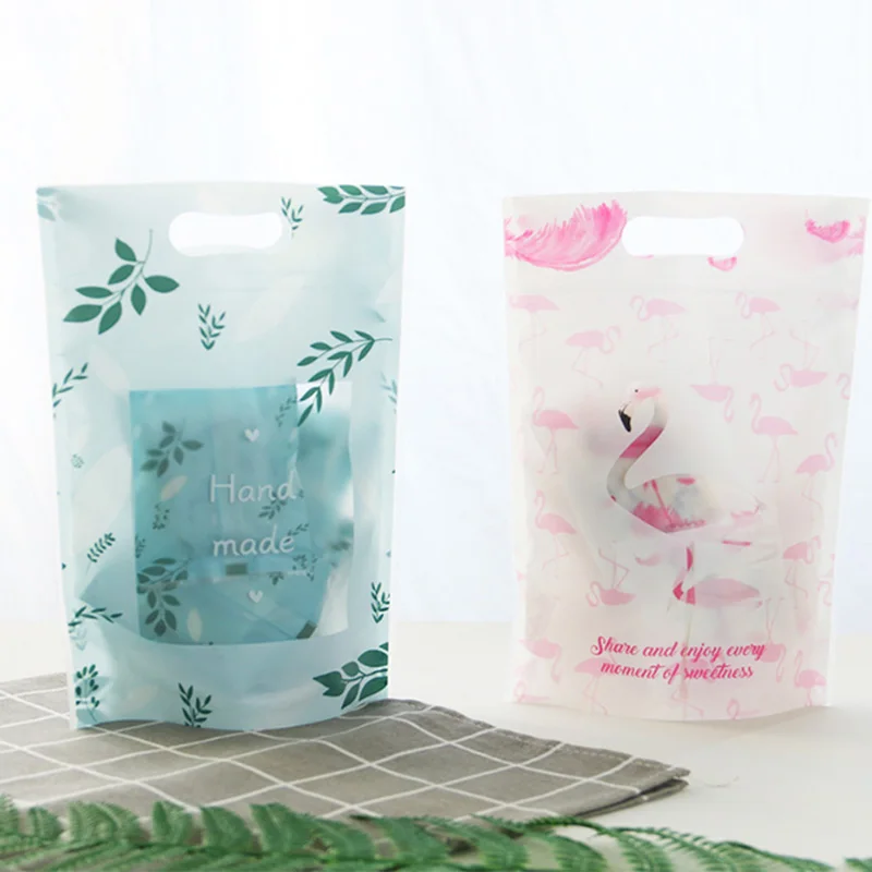 

50Pcs/lot Candy Cake Package Flamingos Gifts Bags Christmas Cookie Packaging Self-adhesive Plastic Bags For Biscuits Birthday