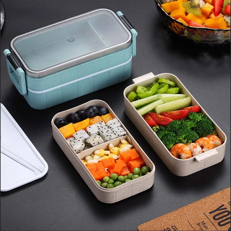 

Japanese Microwave Bento Box Wheat Straw Child Lunch Box Leak-Proof Bento Lunch Box For Kids School Food Container Tableware