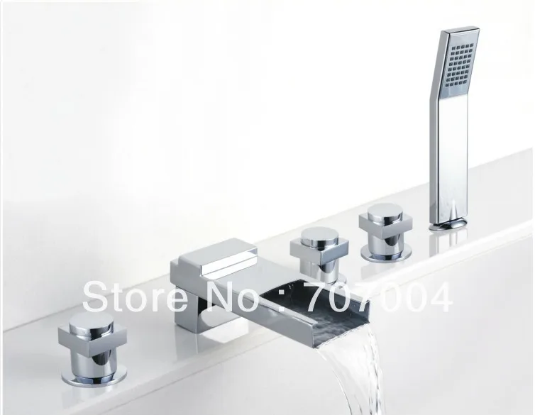 Bathroom Shower Set Three Handles Waterfall Chrome Bath Tub Faucet Mixer Tap Cheap With Hand | Обустройство дома